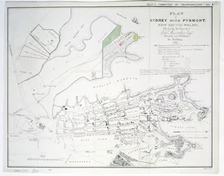 Plan of Sydney with Pyrmont, New South Wales, the latter the Property of Edward Macarthure Esquire Divided into Allotments for Building, 1836, published by James and Luke G. Hansard and Sons, London, 1837